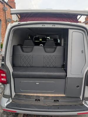 2017 Transporter t6 T6 pop top roof sliding bed in back fridge, microwave and hop — photo 5 of 10